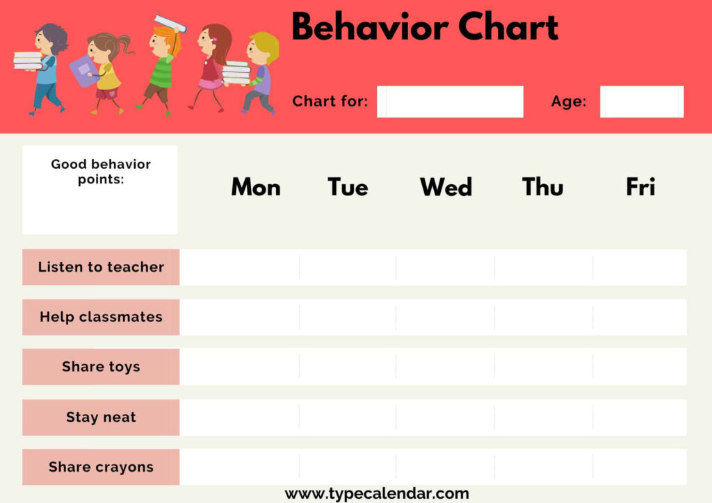 Free Printable Behavior Chart Templates [Pdf, Word, Excel] Pertaining To Free Printable Charts For Teachers