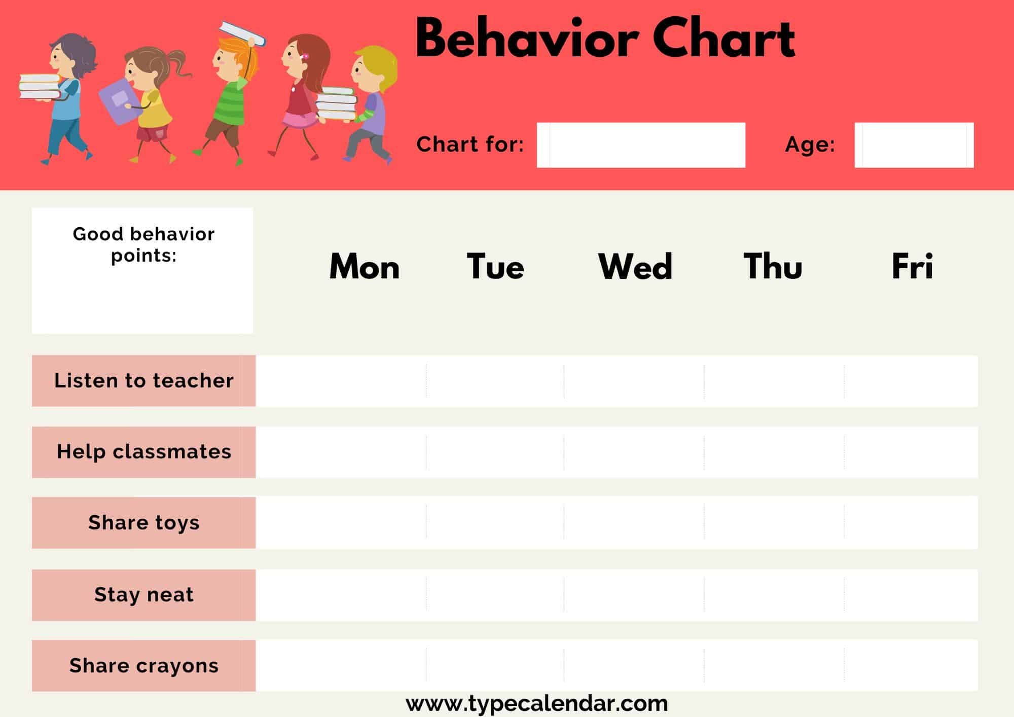 Free Printable Behavior Chart Templates [Pdf, Word, Excel] pertaining to Free Printable Charts For Teachers