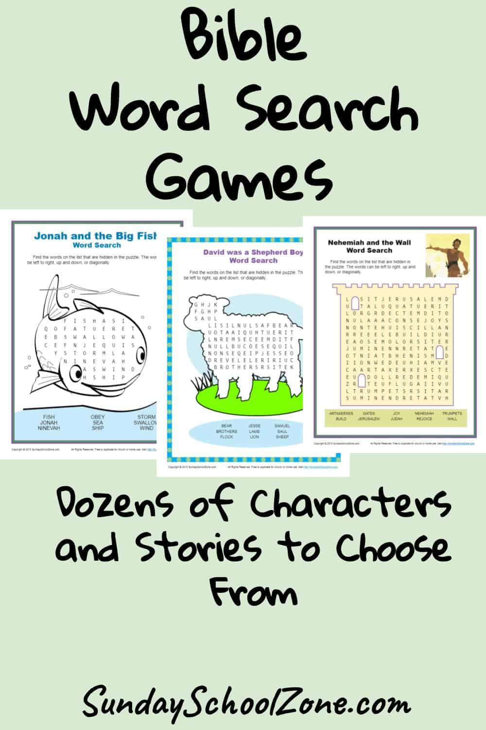 Free, Printable Bible Word Search Activities On Sunday School Zone for Free Printable Bible Games For Youth