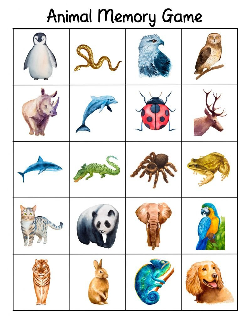 Free Printable Bilingual Animal Matching Cards &amp;amp; Memory Game in Free Printable Matching Cards