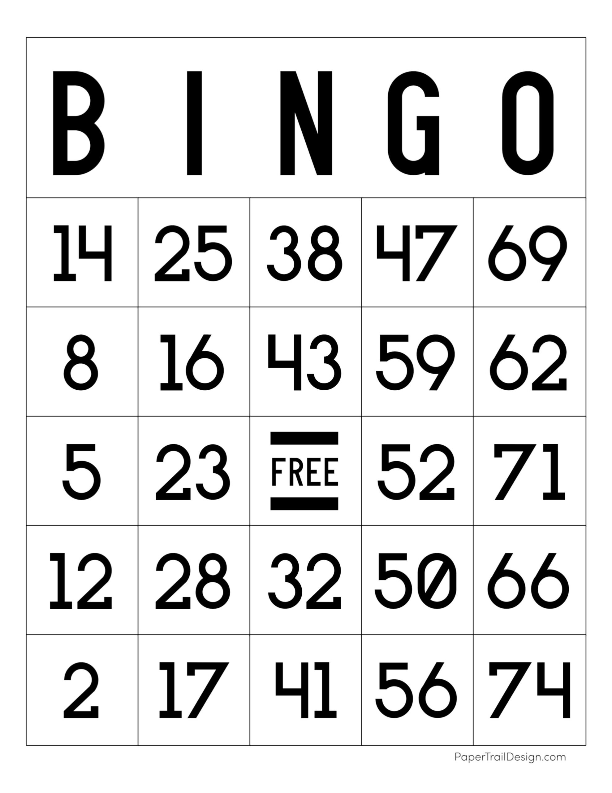 Free Printable Bingo Cards - Paper Trail Design within Free Printable Bingo Cards With Numbers
