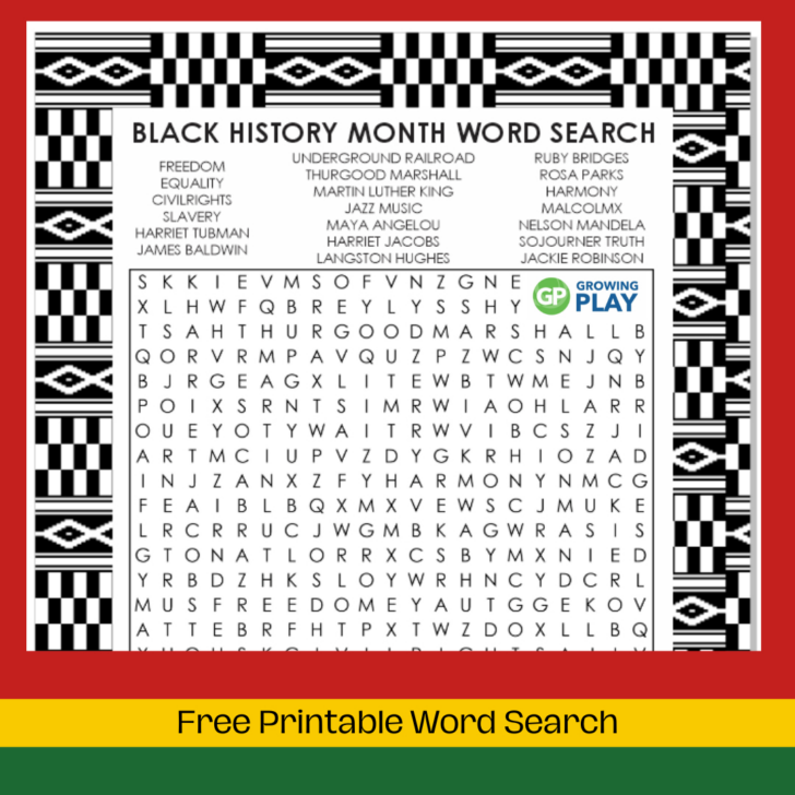 Free Printable Black History Month Word Search