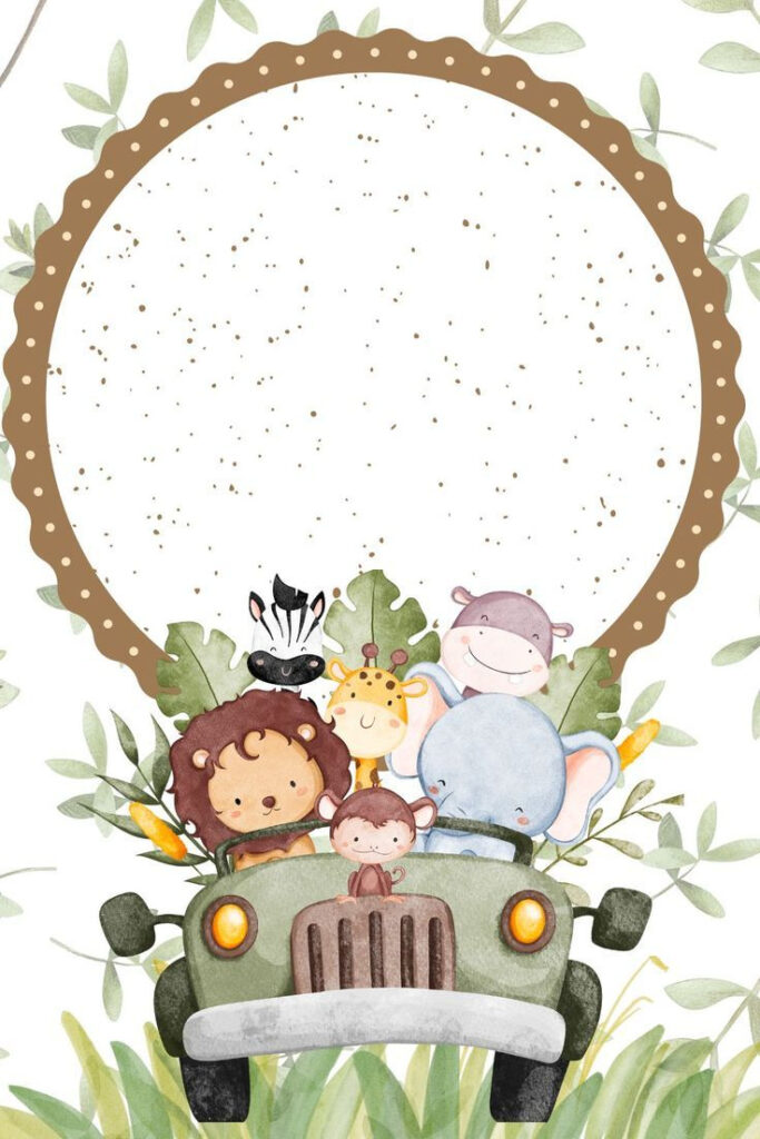 Free Printable Blank Safari Invitation Template [Pdf Included] Throughout Jungle Theme Birthday Invitations Free Printable