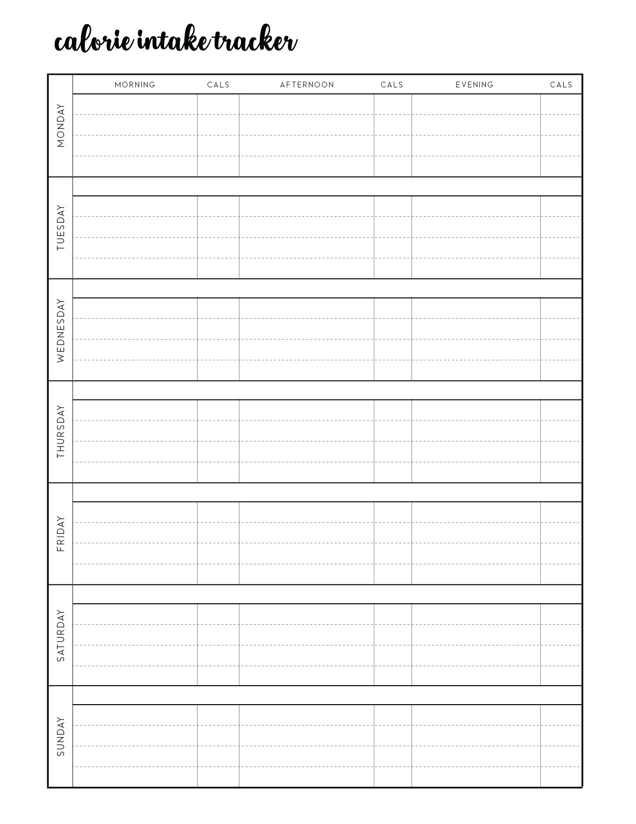 Free Printable Calorie Tracker - World Of Printables in Free Printable Calorie Counter Sheet