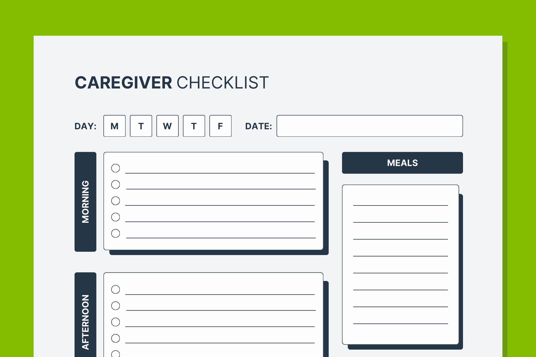 Free Printable Caregiver Daily Checklist Template inside Free Printable Caregiver Forms