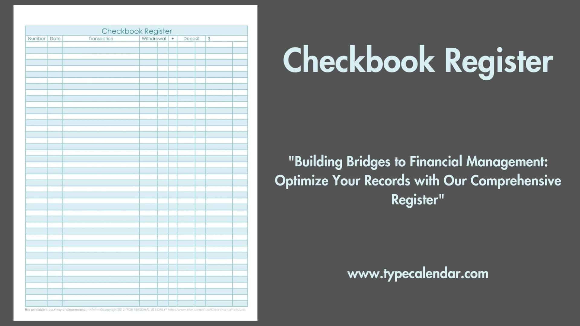 Free Printable Checkbook Register Templates [Pdf, Excel] within Free Printable Transaction Register