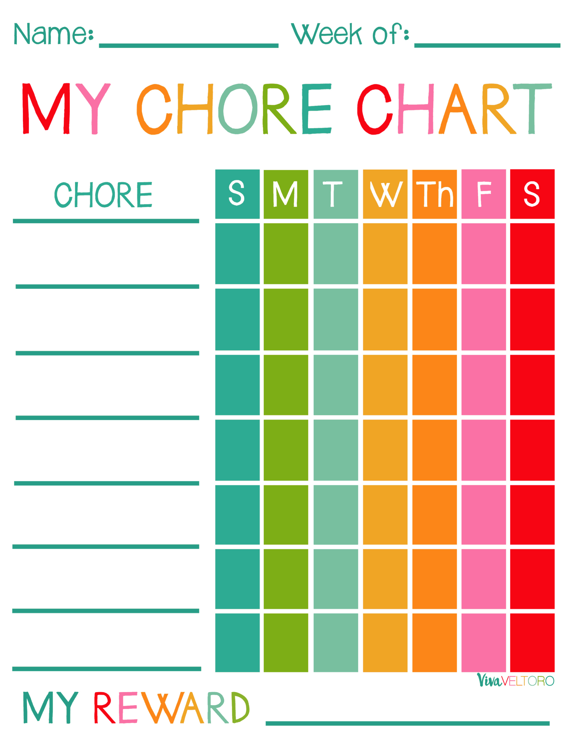 Free Printable Chore Charts For Kids! - Viva Veltoro inside Free Printable Chore Charts For Kids