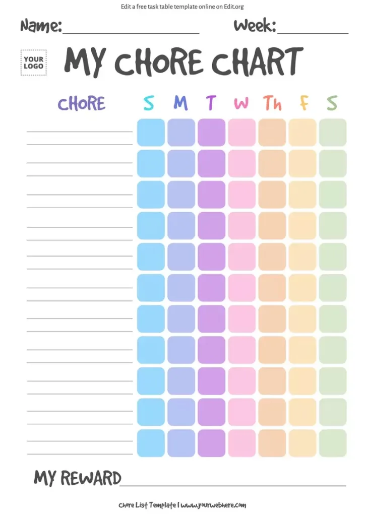 Free Printable Chore List Templates In Free Printable Charts And Lists Free Printable Chore List Templates In Free Printable Charts And Lists