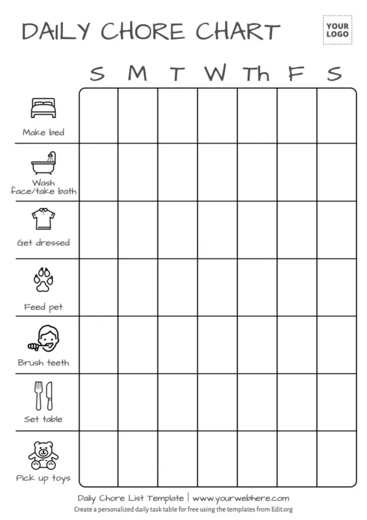 Free Printable Chore List Templates With Free Printable Charts And Lists Free Printable Chore List Templates With Free Printable Charts And Lists
