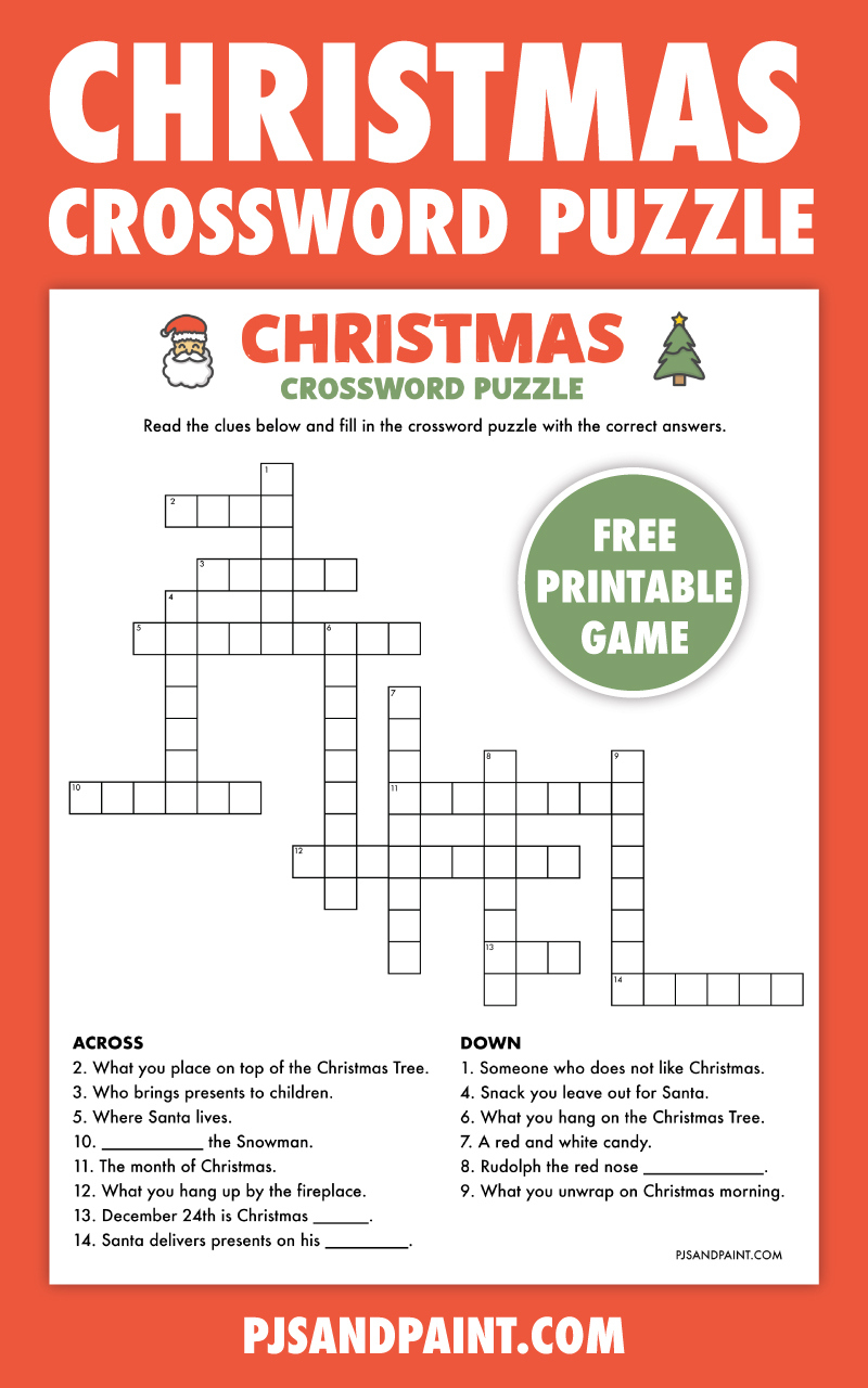 Free Printable Christmas Crossword Puzzle - Pjs And Paint with Free Printable Christmas Puzzle Games