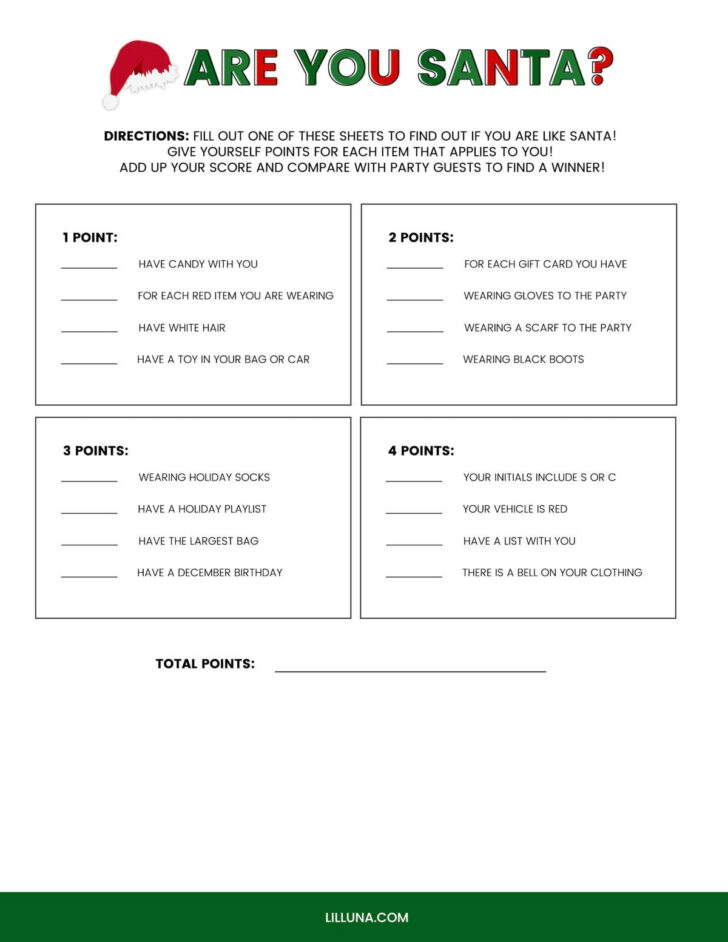 Free Printable Christmas Games For Family Gatherings
