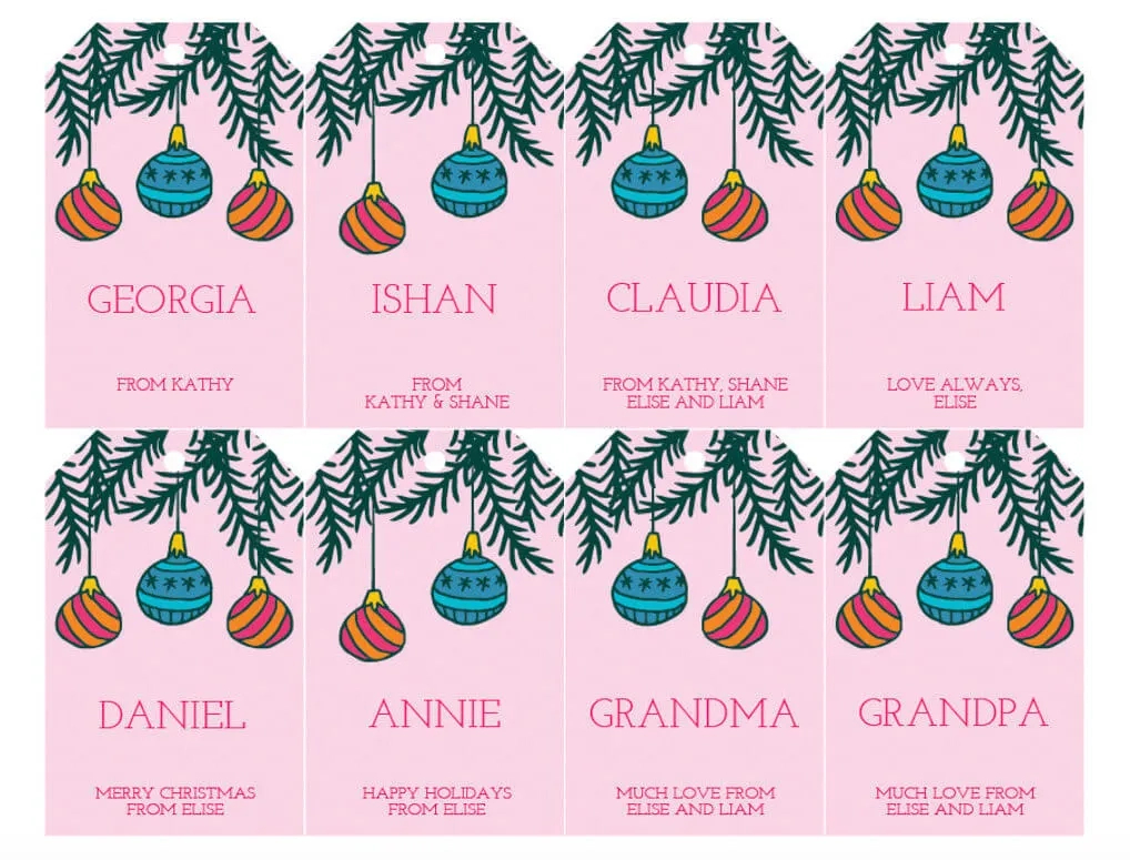 Free Printable Christmas Gift Tags In Pink - Editable - Merriment for Free Printable Editable Christmas Gift Tags
