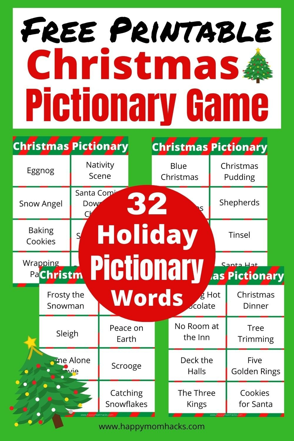 Free Printable Christmas Pictionary Game Cards For Holiday Parties pertaining to Free Printable Christmas Pictionary Cards