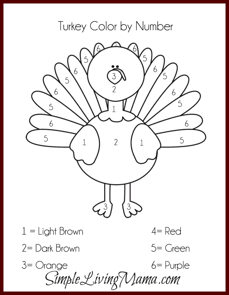 Free Printable Colornumber Turkey + Thanksgiving Activities for Free Printable Thanksgiving Activities For Preschoolers