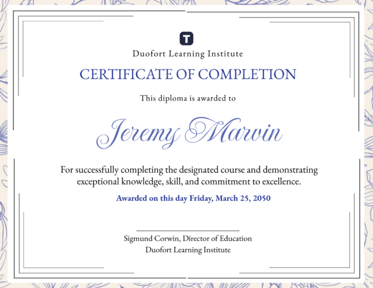 Certificate of Completion Template Free Printable
