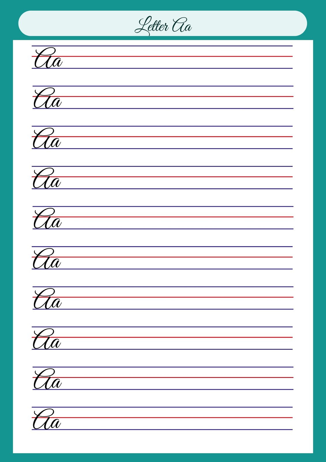 Free Printable Cursive Writing Worksheet Templates | Canva inside Free Printable Cursive Practice
