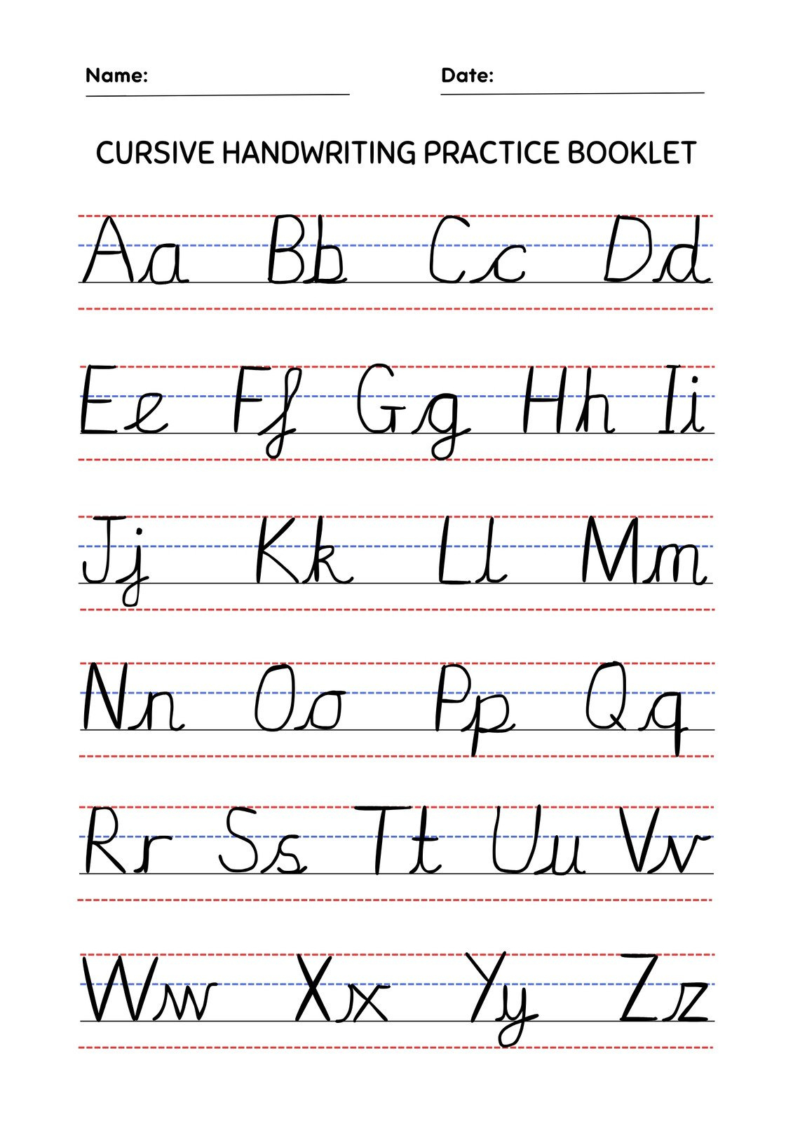 Free Printable Cursive Writing Worksheet Templates | Canva within Free Printable Cursive Practice