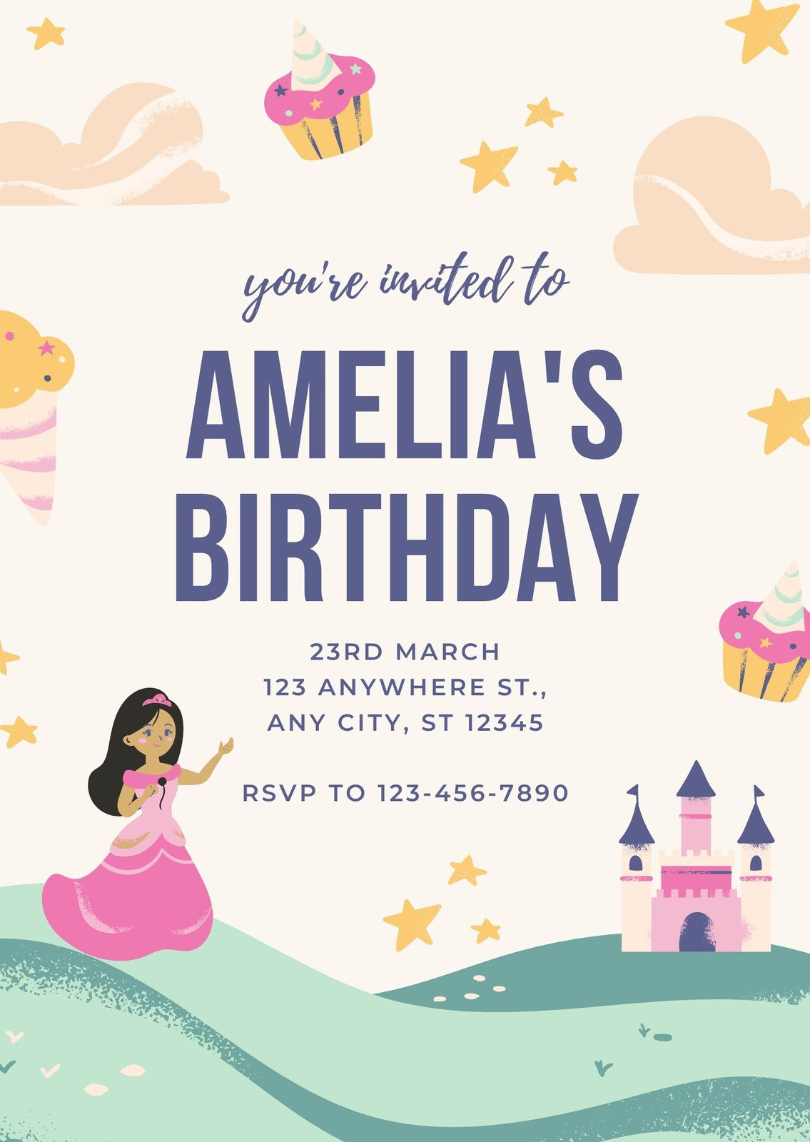Free, Printable, Customizable Princess Invitation Templates | Canva for Free Princess Printable Invitations
