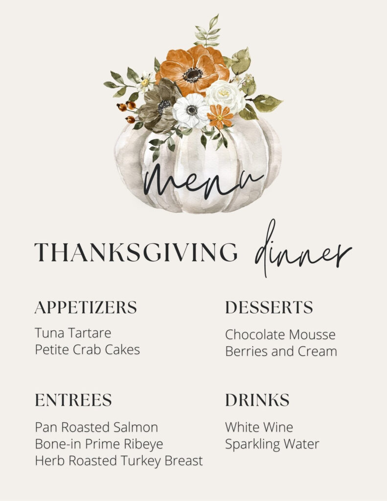 Free Printable, Customizable Thanksgiving Menu Templates | Canva Inside Free Printable Thanksgiving Menu Template