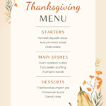 Free Printable, Customizable Thanksgiving Menu Templates | Canva With Free Printable Thanksgiving Menu Template