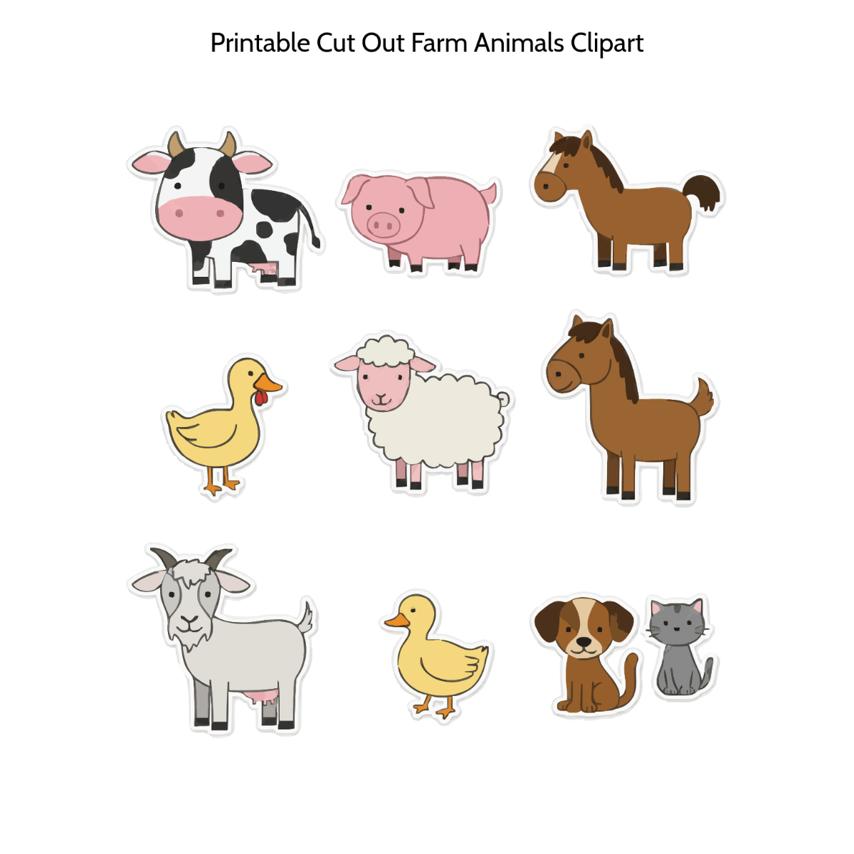 Free Printable Cut Out Farm Animals Clipart Template To Edit Online pertaining to Free Printable Farm Animal Clipart
