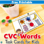 Free Printable Cvc Words Printable Task Cards Throughout Free Printable Kindergarten Task Cards