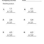 Free Printable Decimals Multiplication Worksheet For Fifth Grade Intended For Free Printable Multiplying Decimals Worksheets