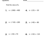 Free Printable Equations Worksheet For Eighth Grade Inside Free Printable 8th Grade Algebra Worksheets