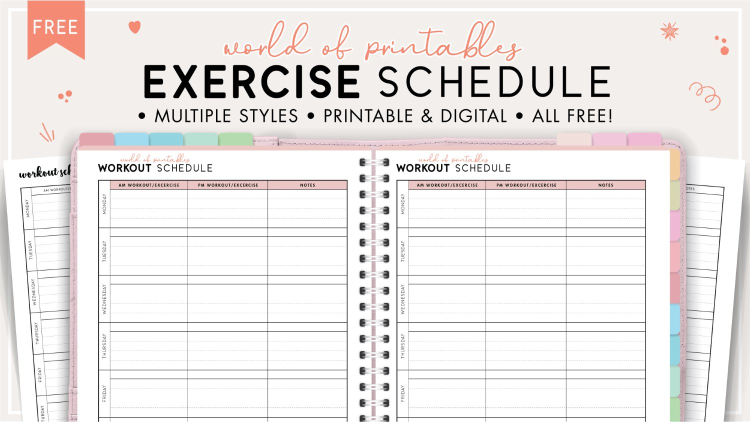 Free Printable Exercise Schedule Template - World Of Printables regarding Free Printable Fitness Worksheets