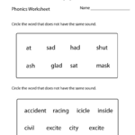 Free Printable First Grade Phonics Worksheet Intended For Free Printable Grade 1 Phonics Worksheets