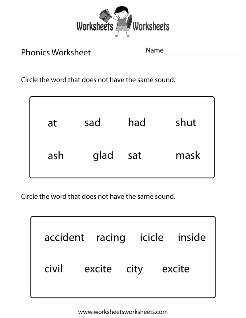 Free Printable First Grade Phonics Worksheet Intended For Free Printable Grade 1 Phonics Worksheets