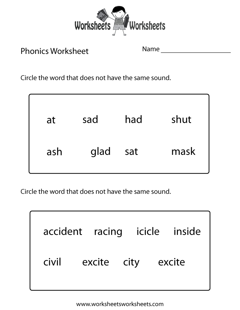 Free Printable First Grade Phonics Worksheet intended for Free Printable Grade 1 Phonics Worksheets