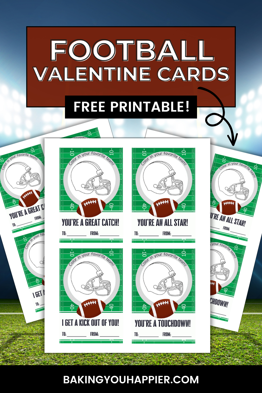 Free Printable Football Valentine Cards | Baking You Happier regarding Free Printable Football Valentines Day Cards