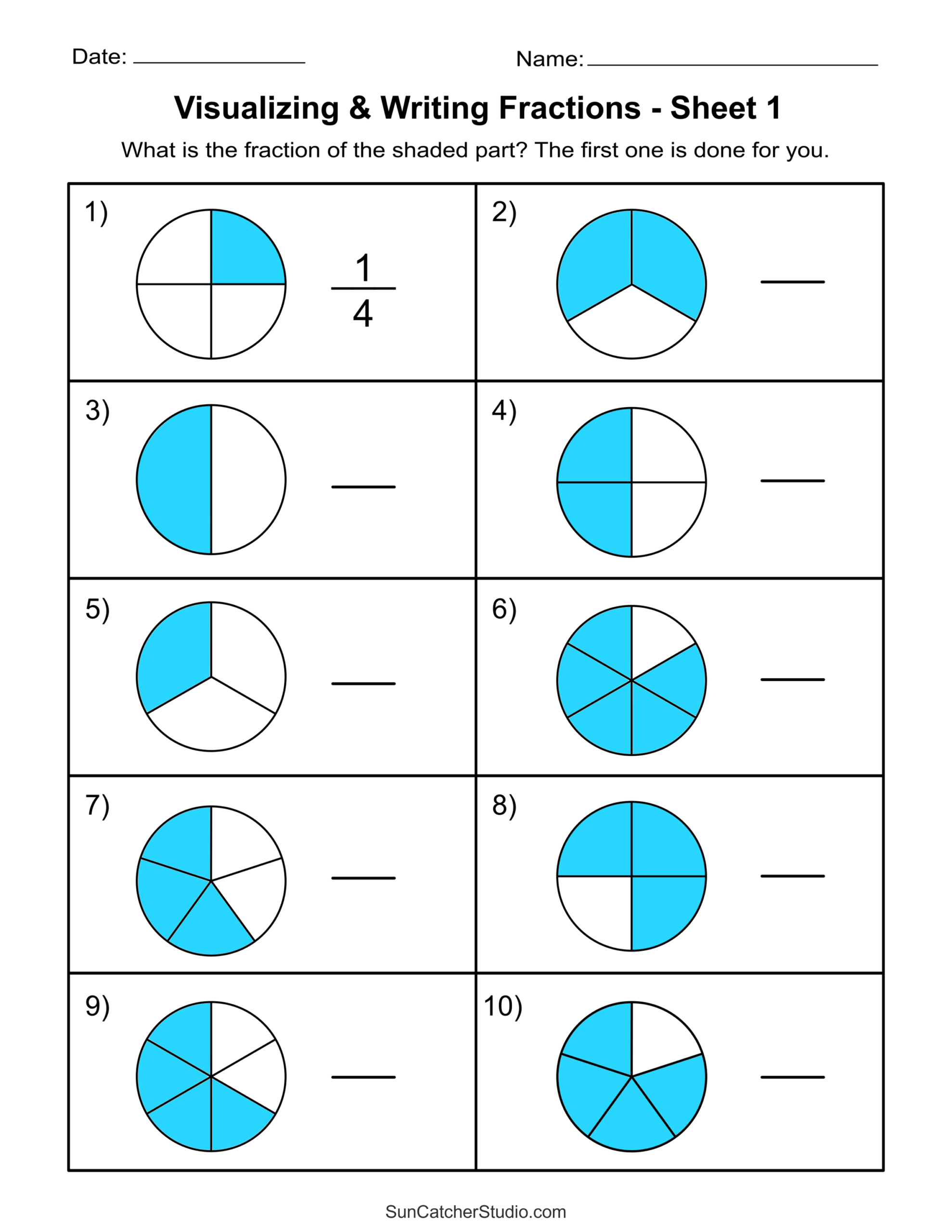Free Printable Fractions Worksheets (Comparing &amp;amp; Identifying regarding Free Printable Fraction Worksheets