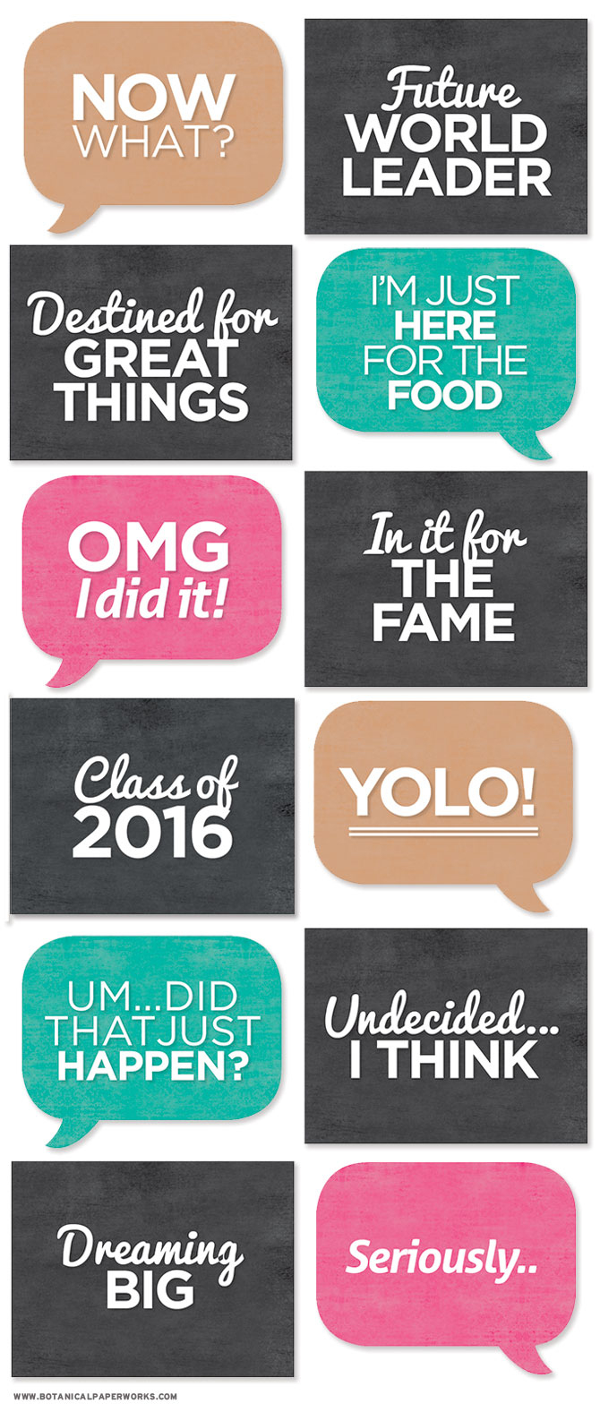 Free Printable} Grad Photo Booth Signs - Botanical Paperworks for Free Printable Photo Booth Sign