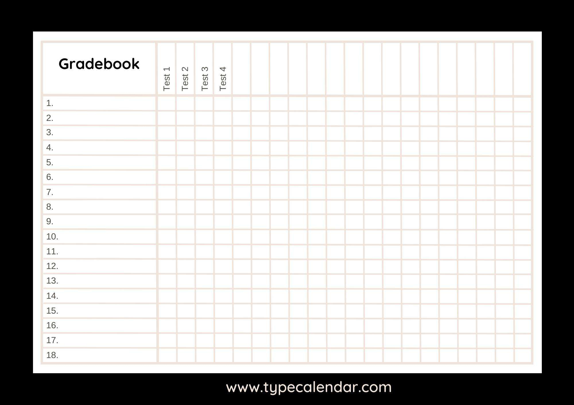 Free Printable Gradebook Templates [Pdf, Excel, Word, Google Sheets] regarding Free Printable Grade Sheet