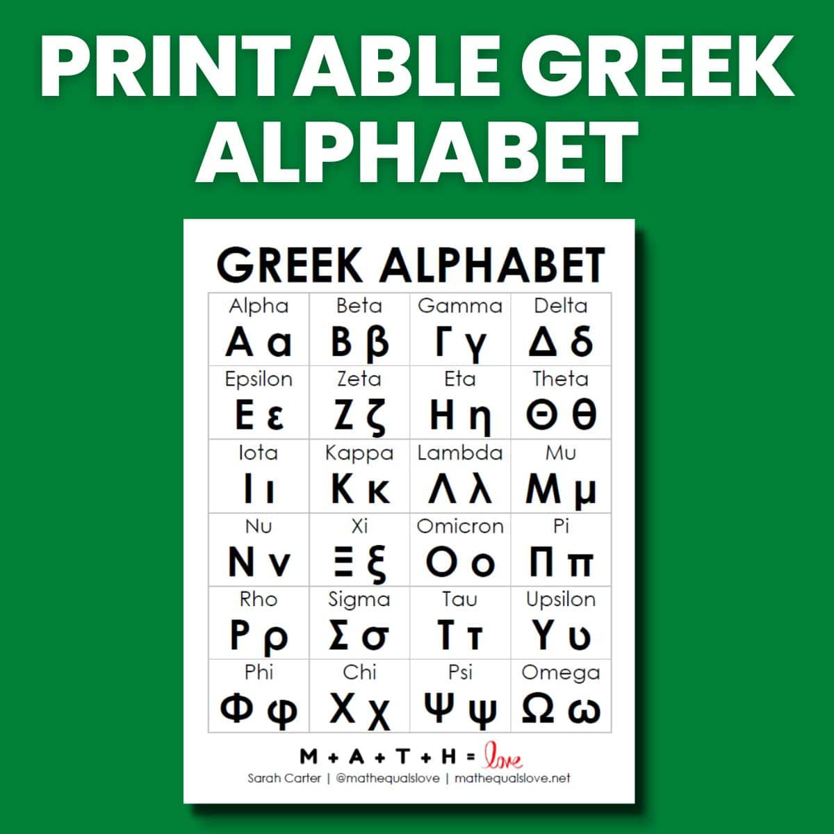 Free Printable Greek Alphabet | Math = Love pertaining to Free Printable Greek Letters