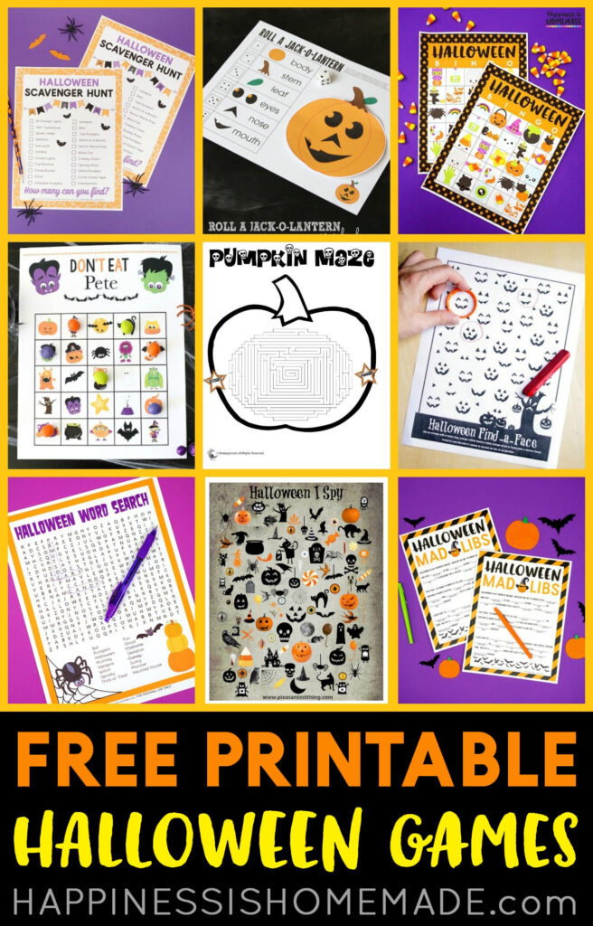 Free Printable Halloween Games   Happiness Is Homemade Intended For Free Printable Halloween Games For Kids