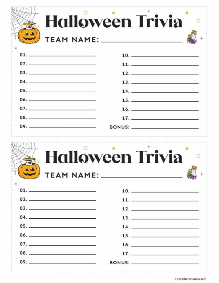 Free Printable Halloween Quiz