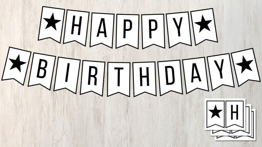 Free Printable Happy Birthday Banner In Black And White Inside Free Printable Birthday Banner Free Printable Happy Birthday Banner In Black And White Inside Free Printable Birthday Banner