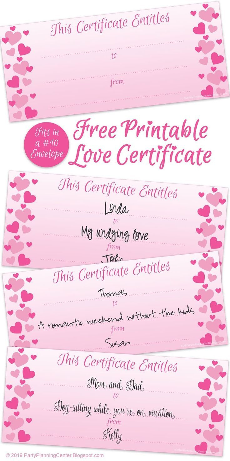 Free Printable Heart Gift Certificate for Free Printable Love Certificates For Him