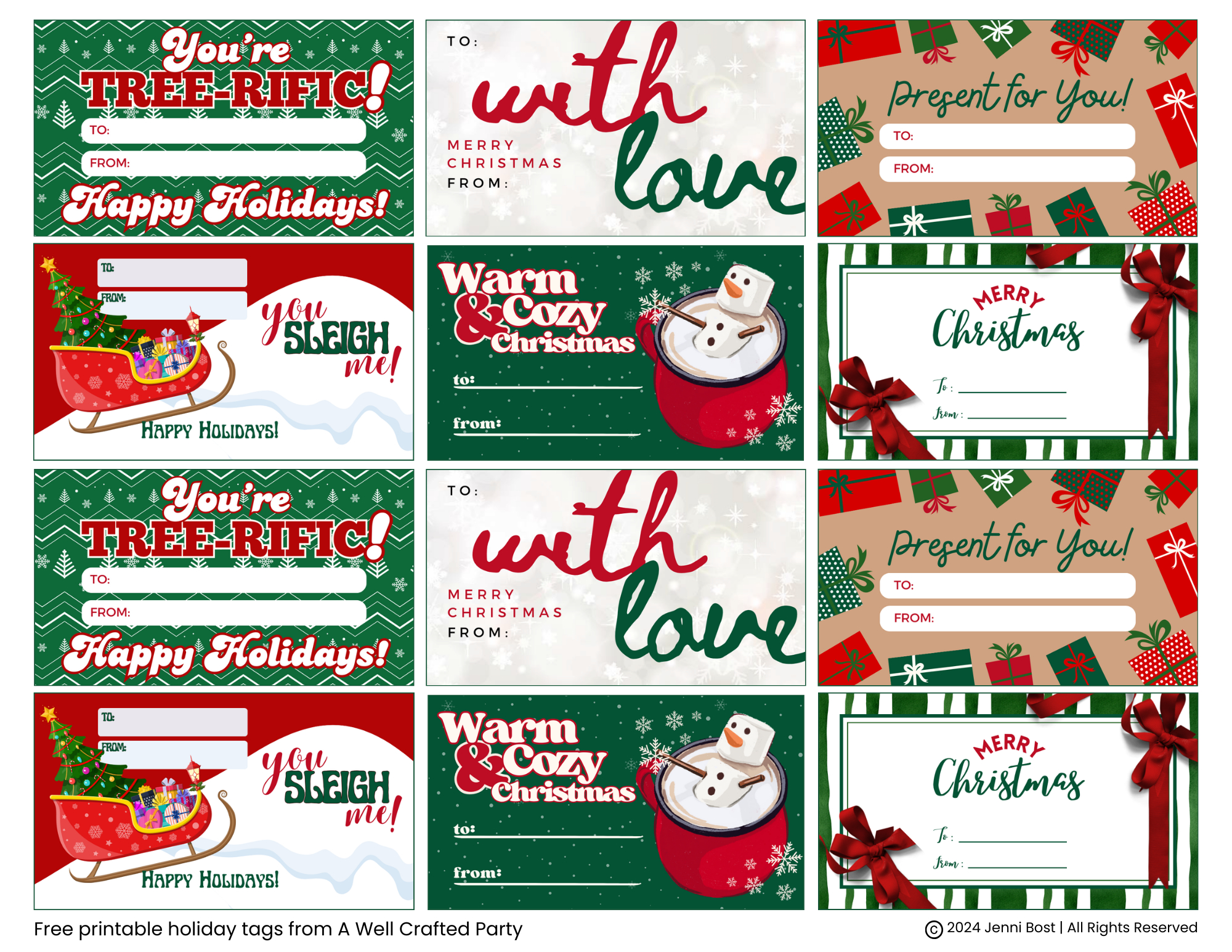 Free Printable Holiday Gift Tags – A Well Crafted Party throughout Free Printable Happy Holidays Gift Tags