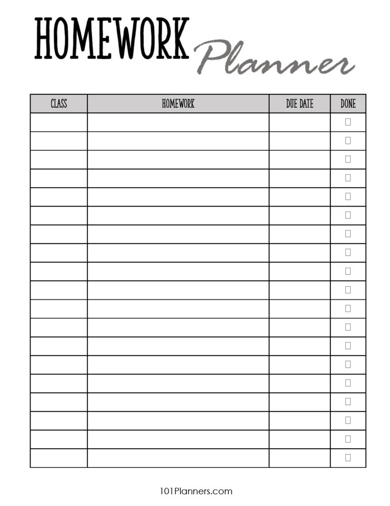 Free Printable Homework Planner Template | Pdf, Word, Excel Or Jpg Inside Free Printable Homework Templates Free Printable Homework Planner Template | Pdf, Word, Excel Or Jpg Inside Free Printable Homework Templates