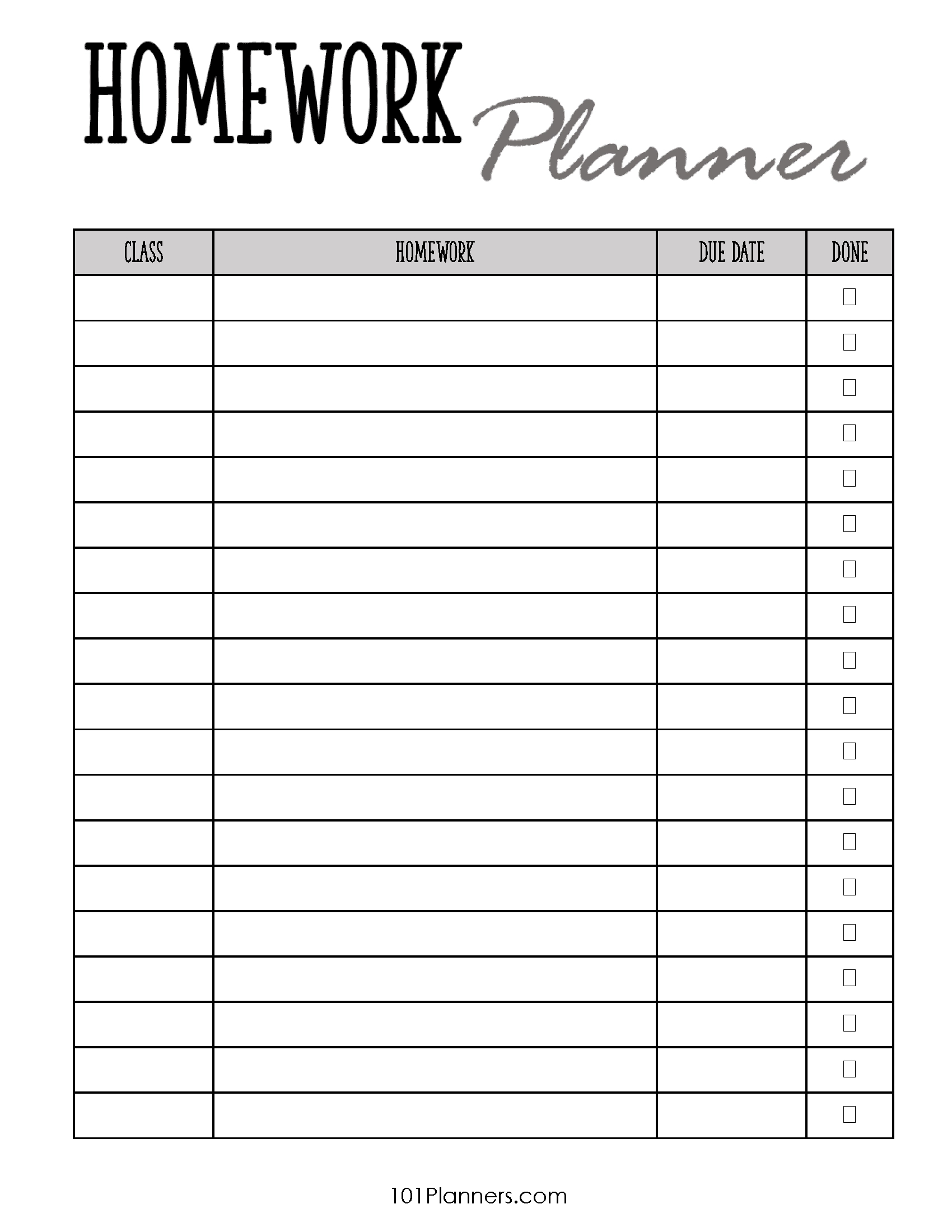 Free Printable Homework Planner Template | Pdf, Word, Excel Or Jpg inside Free Printable Homework Templates