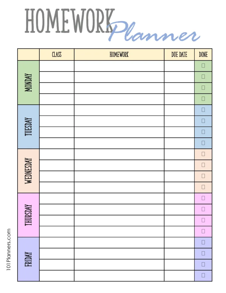 Free Printable Homework Planner Template | Pdf, Word, Excel Or Jpg Regarding Free Printable Homework Templates Free Printable Homework Planner Template | Pdf, Word, Excel Or Jpg Regarding Free Printable Homework Templates