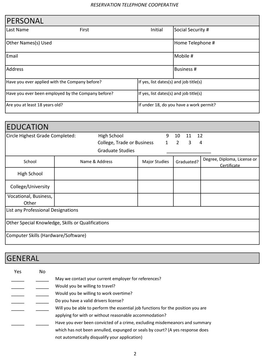 Free Printable Job Application - Printable Party Favors inside Free Printable General Application For Employment