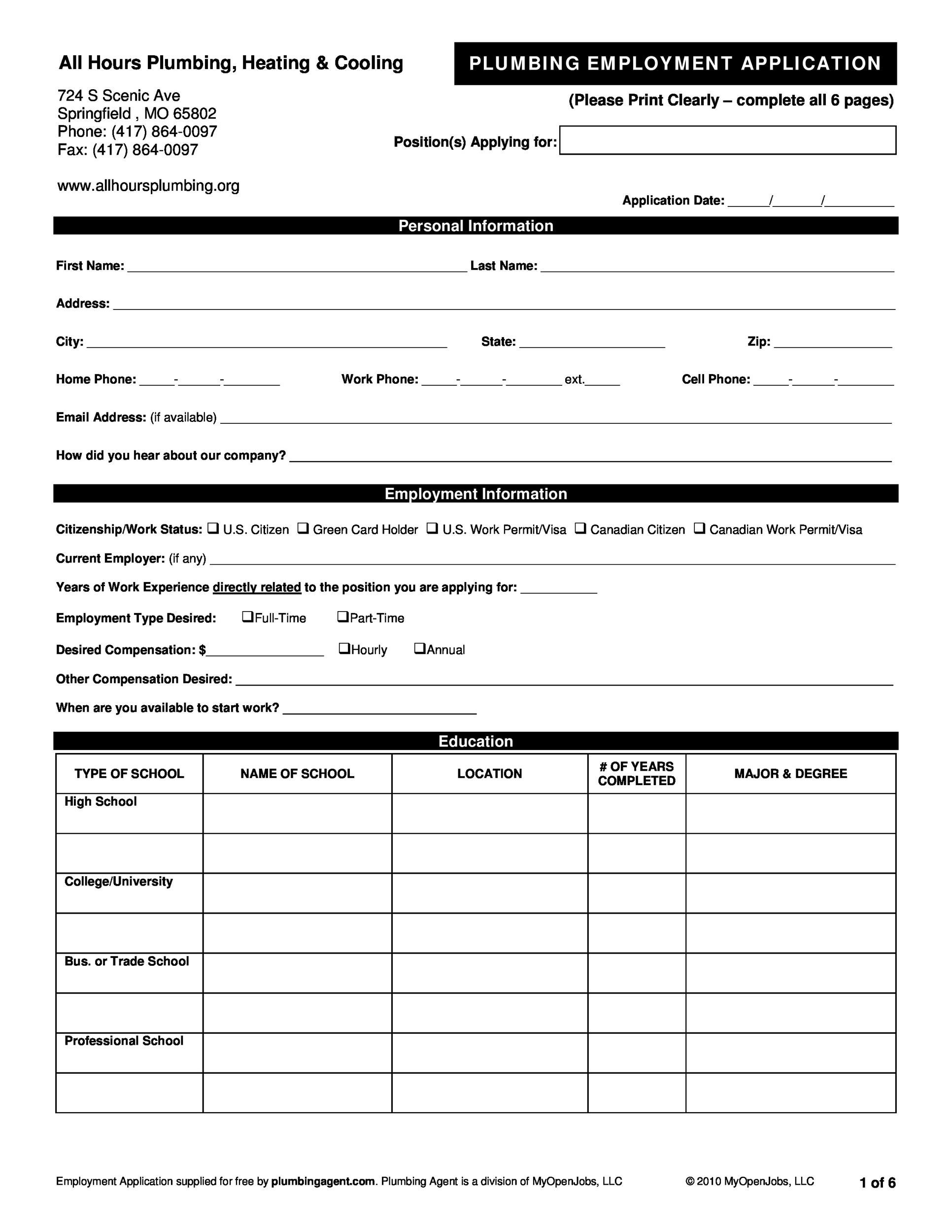 Free Printable Job Applications | Www.lx.iriss.uk with Free Printable Employment Application