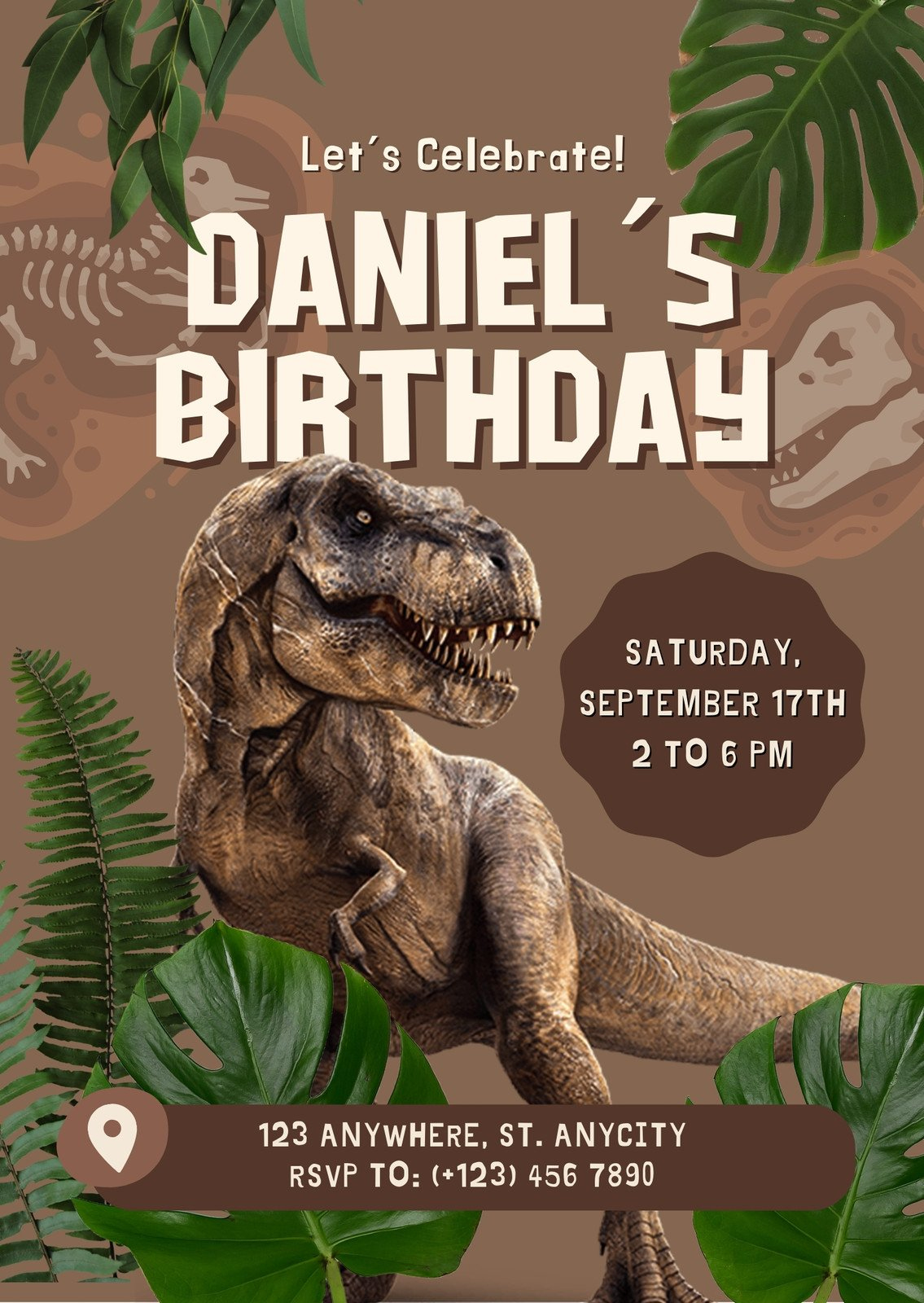 Free Printable Kids Birthday Invitation Templates | Canva with Free Printable Dinosaur Birthday Invitations