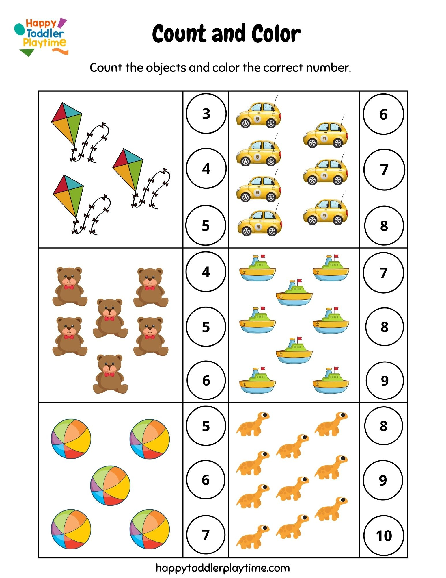 Free Printable Kindergarten Counting Worksheets - Happy Toddler in Free Printable Counting Worksheets 1-10