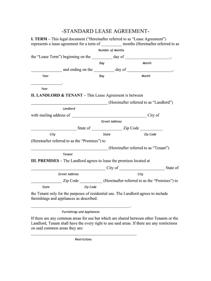 Free Printable Lease Agreement Free Printable Lease Agreement